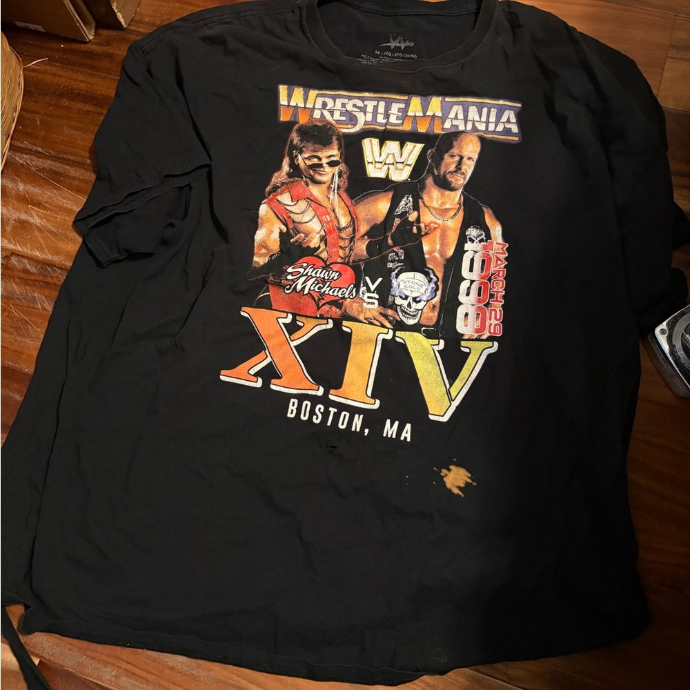 WWF vintage WrestleMania XIV Shawn Michaels Stone Cold T Men’s 3XL Boston (0753)